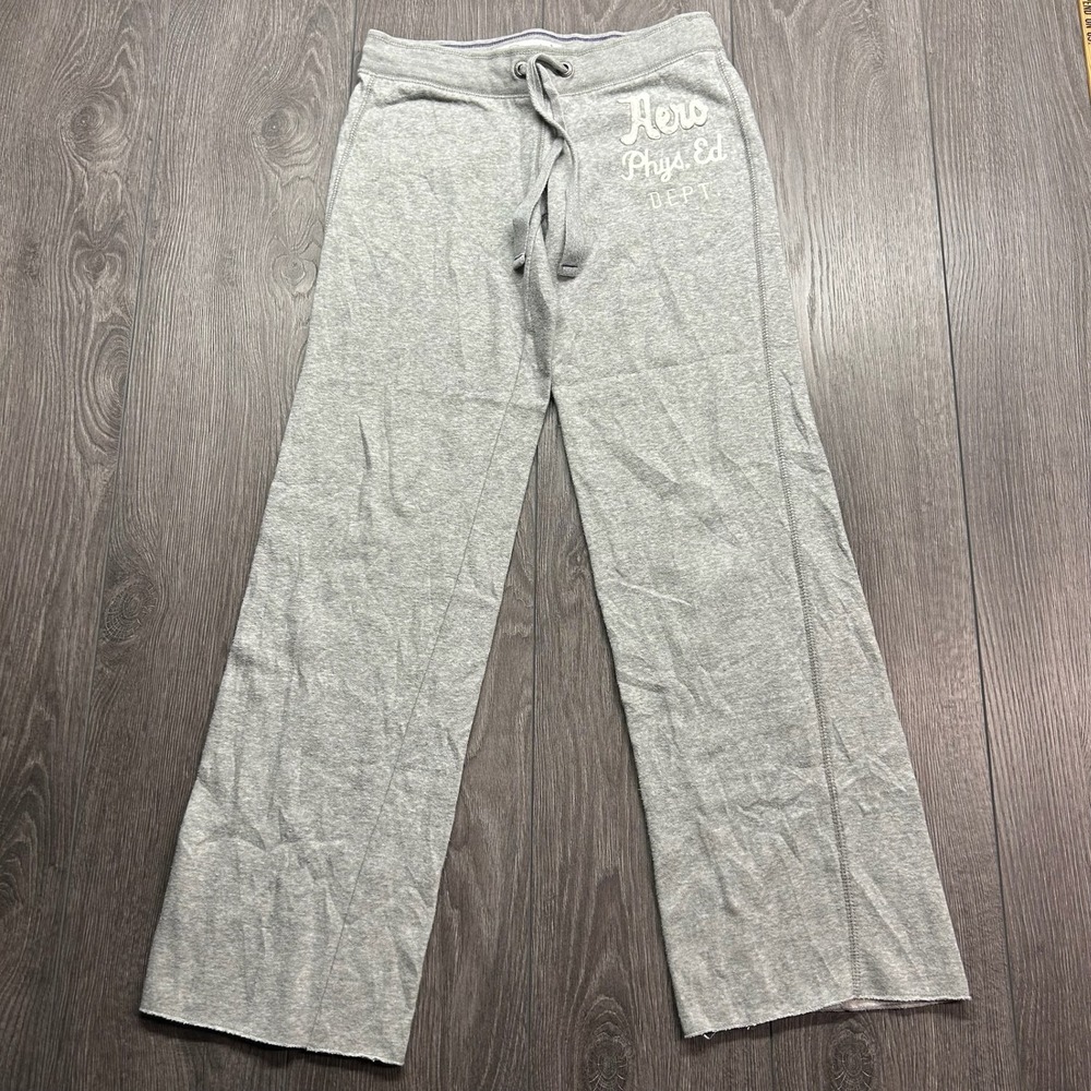 Aeropostale Womens XS Gray Aero Phys Ed Dept Wide Leg Y2K Sweatpants Lounge